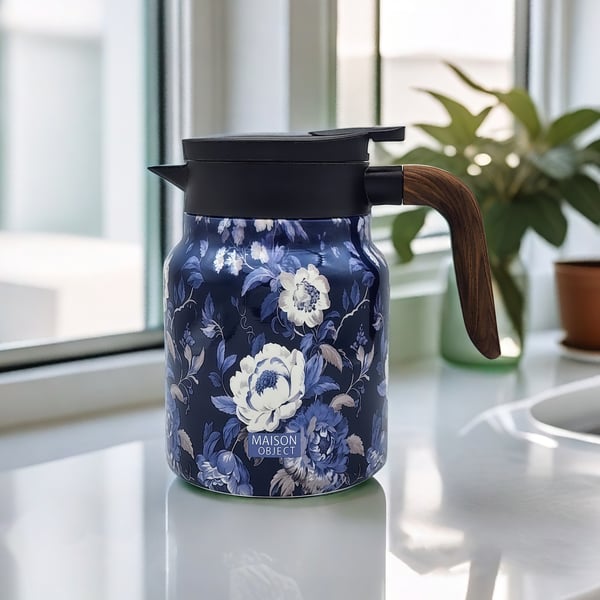 Vintage Floral Pattern Tea Thermos – Built-In Infuser