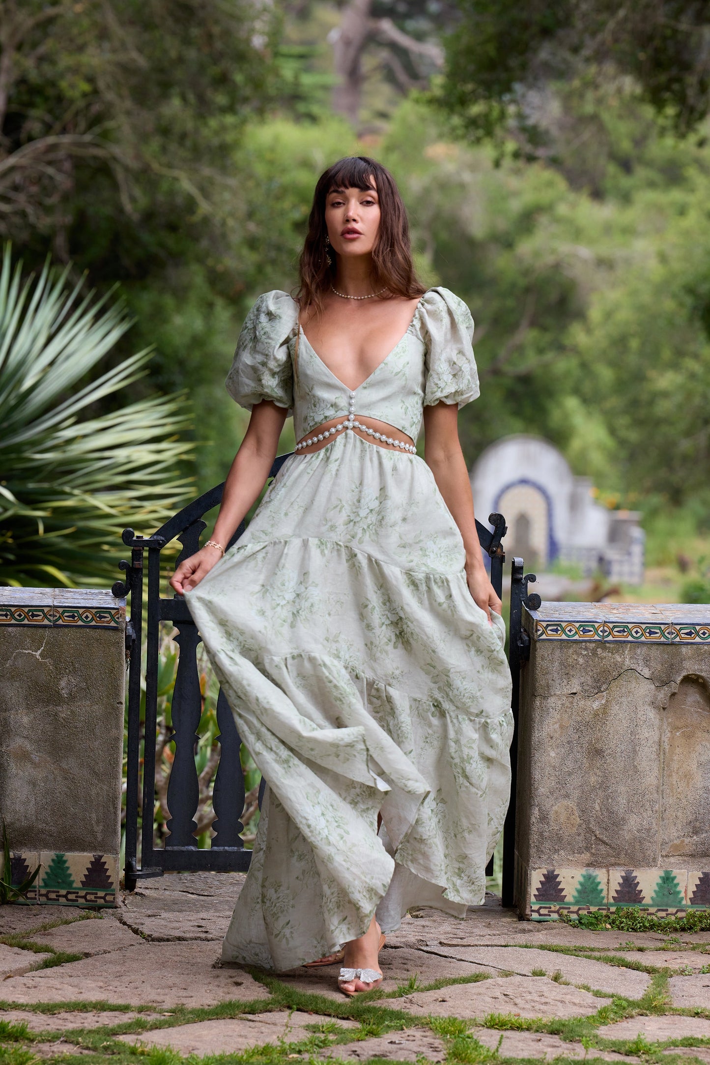 The Emma Dress in Sage Tapestry