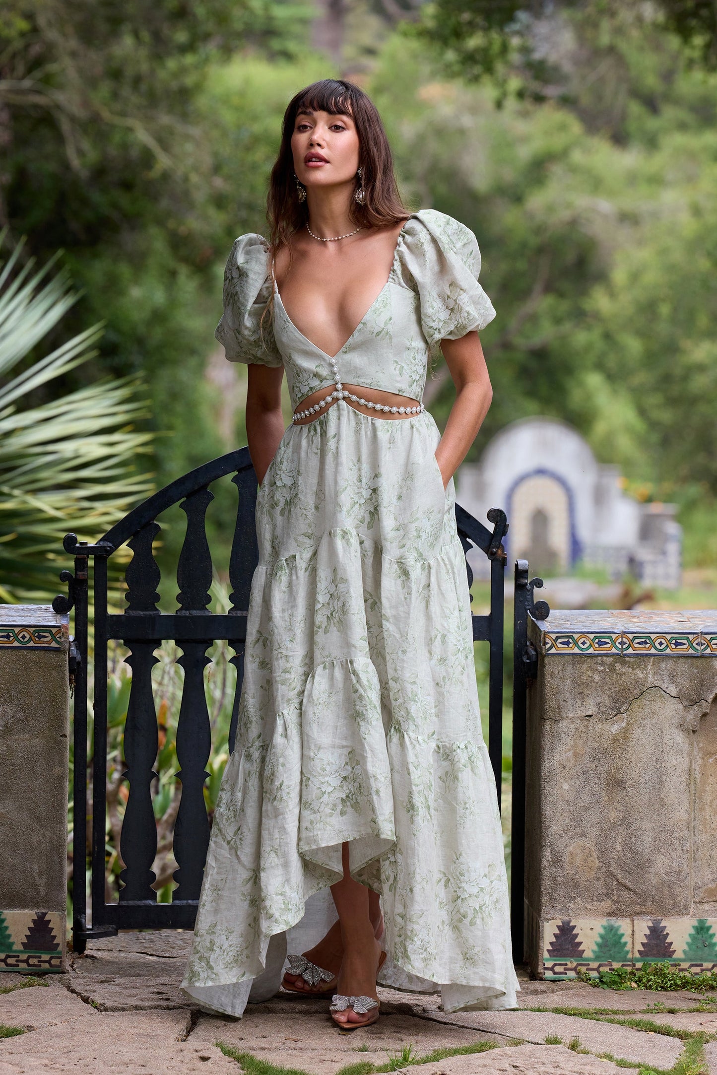 The Emma Dress in Sage Tapestry