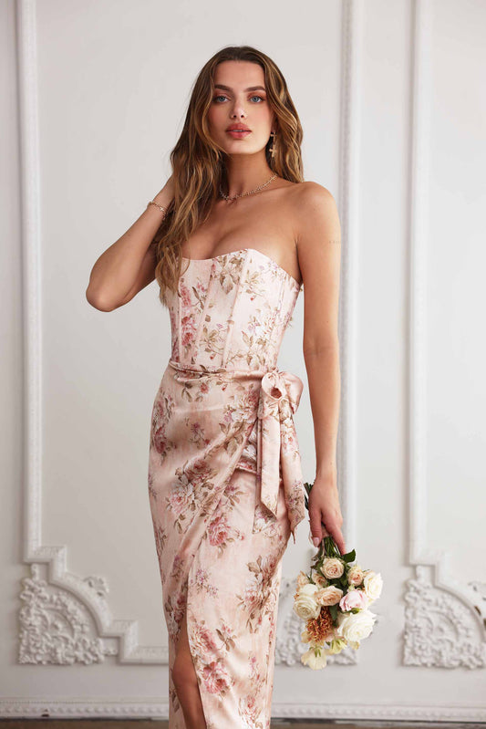 The June Dress in Peach Tapestry