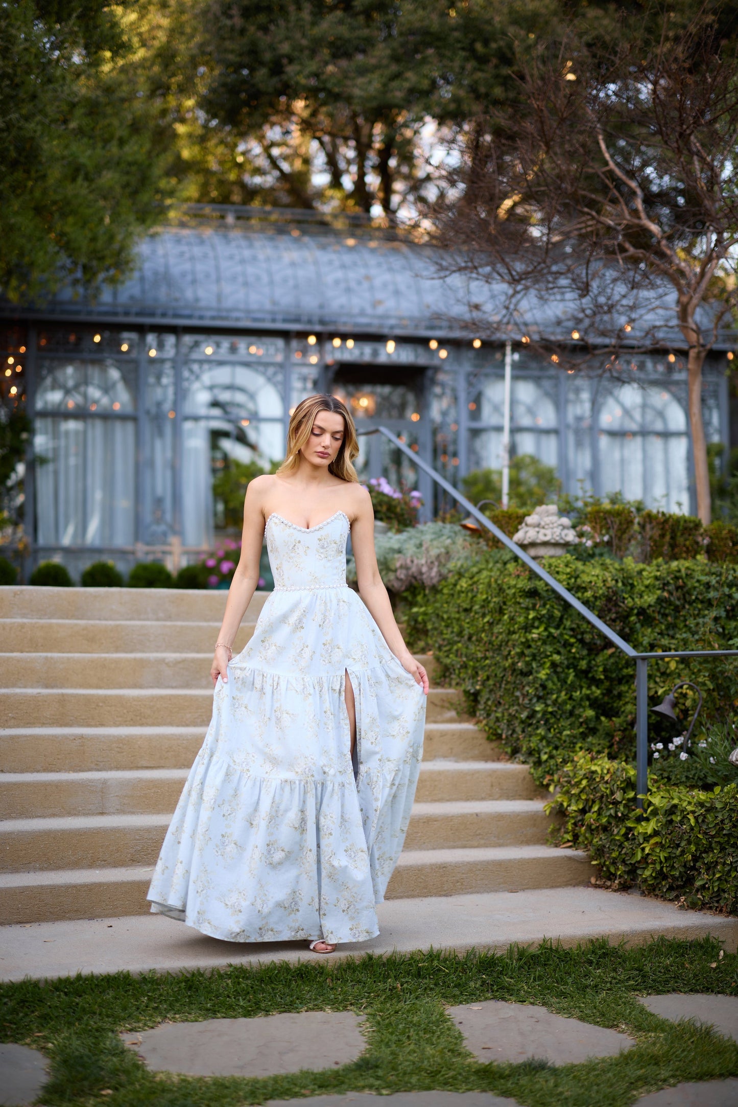 The Vivian Dress in Victorian Blue Roses