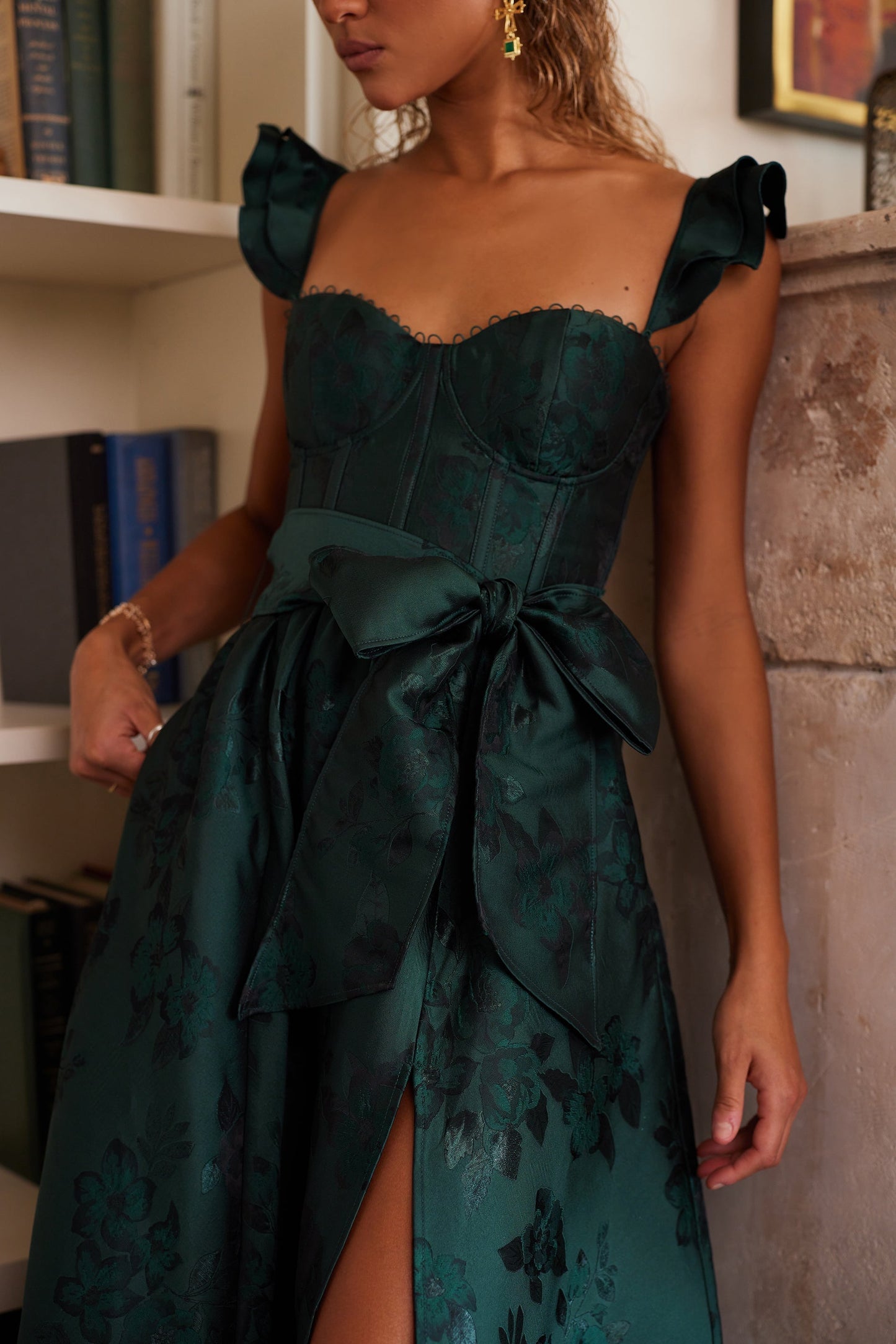 The Vera Dress in Emerald Baroque Floral