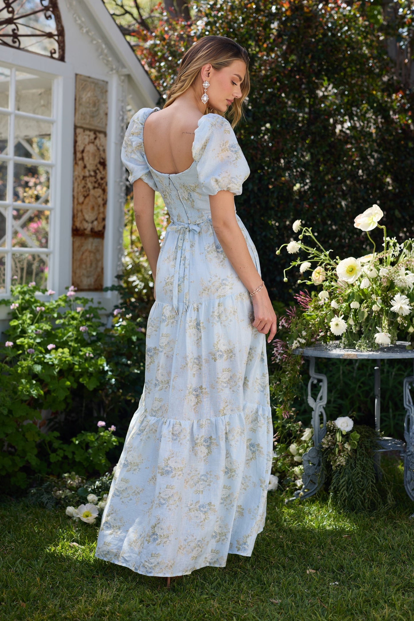 The Emma Dress in Victorian Blue Roses