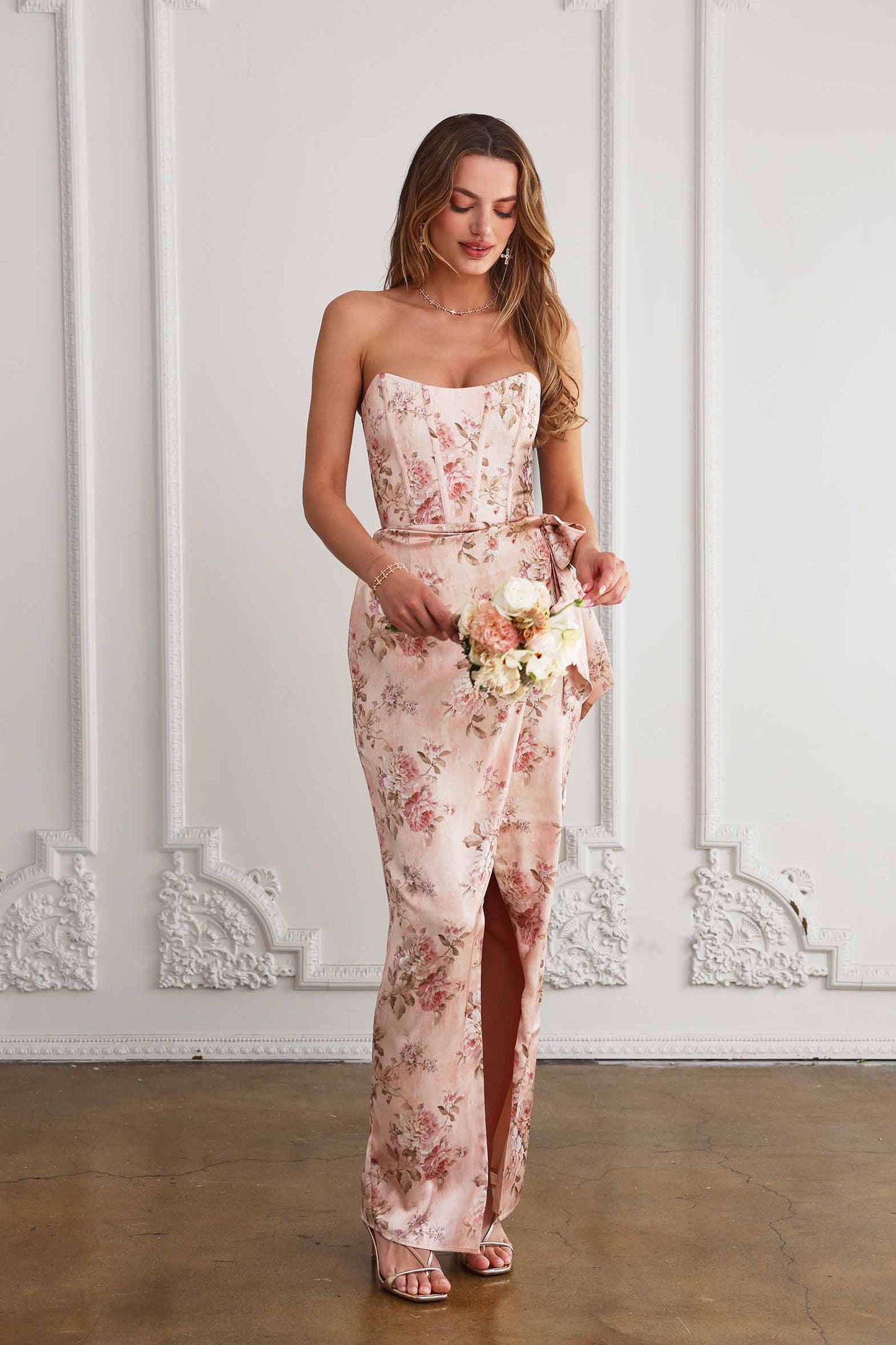 The June Dress in Peach Tapestry