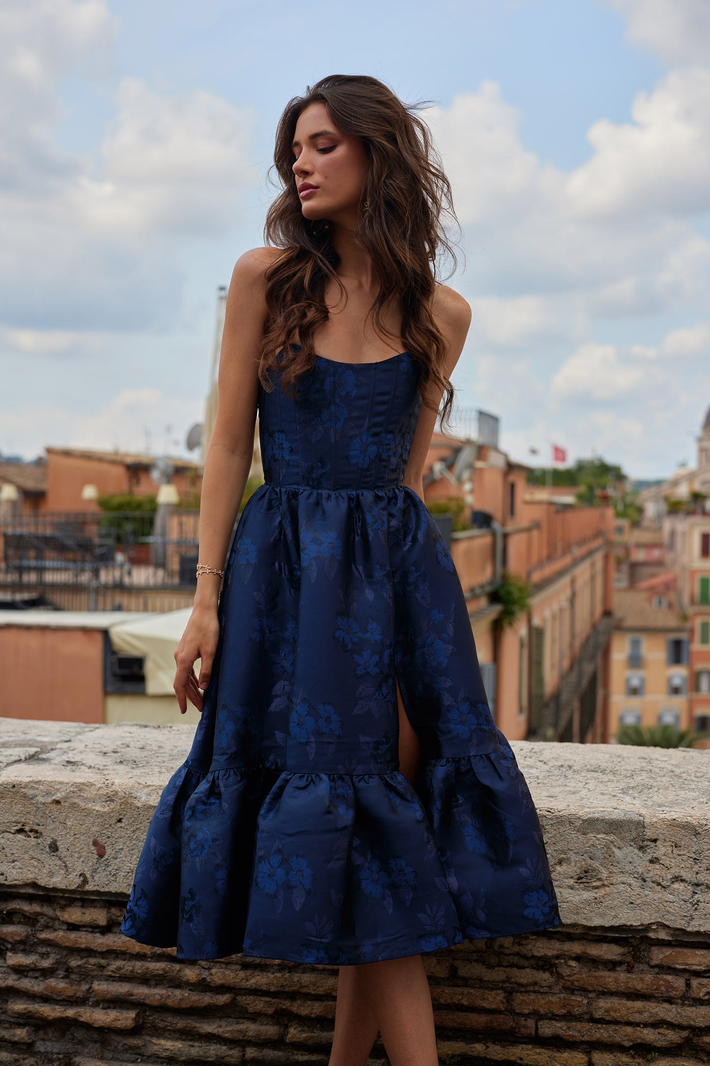 The Virginia Dress in Navy Baroque Floral